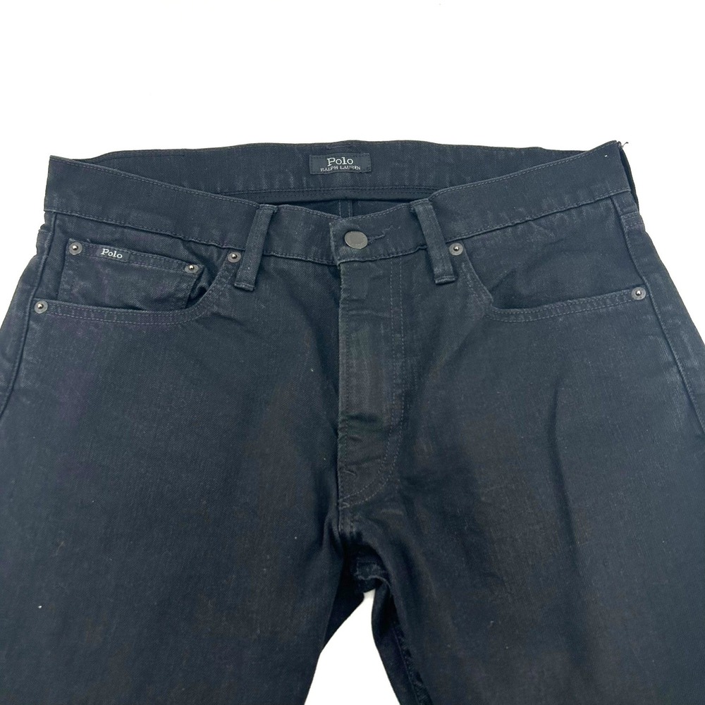 Polo Ralph Lauren Mens Black Stretch Denim Jeans 33x34 Slim Fit Straight Leg
